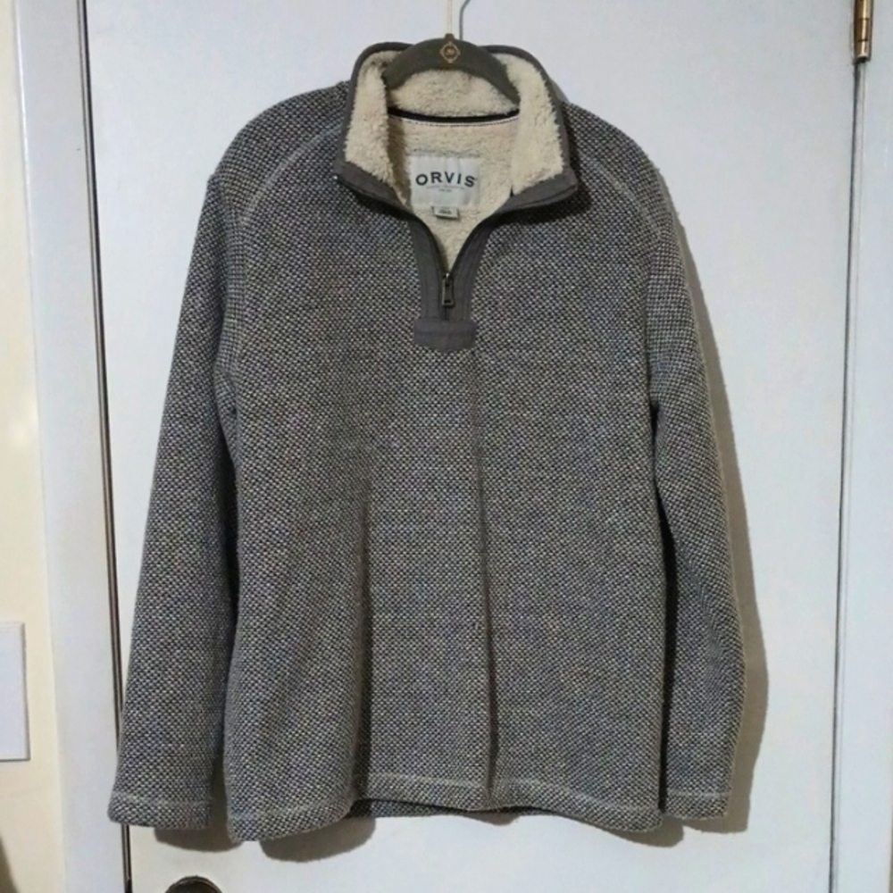 Orvis Men's Quarter Zip High Neck Sherpa Lined Pullover Size Medium